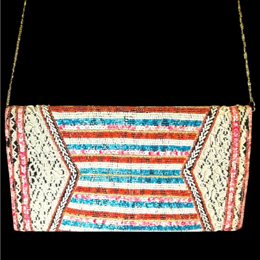 RANEES EUC Elegant Multicolor Embroidered Clutch/Shoulder - Picture 3 of 7